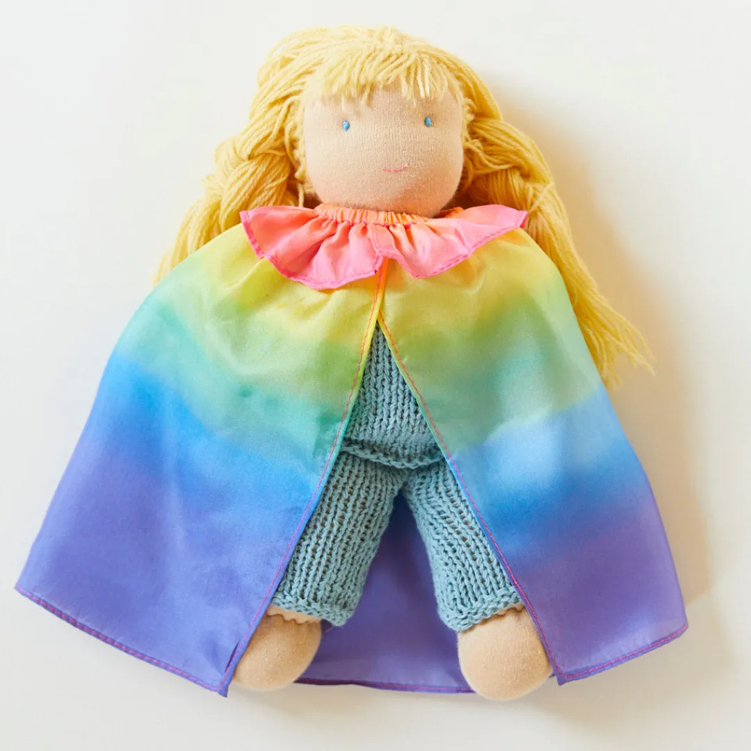 Sarah's Silks Waldorf Doll Dress-Ups|Rainbow Party-Rainbow Doll Cape